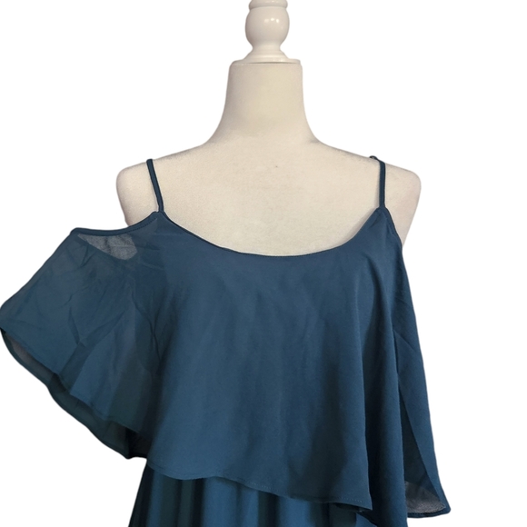 Bohme Teal Blue Off the Shoulder Maxi Dress Women's S Bridesmaid Formal - Picture 2 of 11
